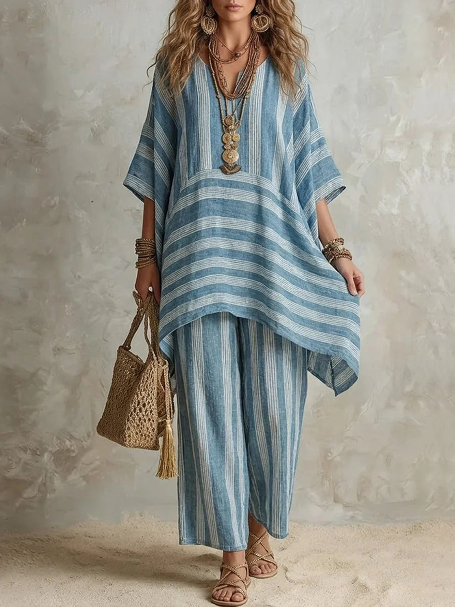Bohemian Red Striped Two Piece Set