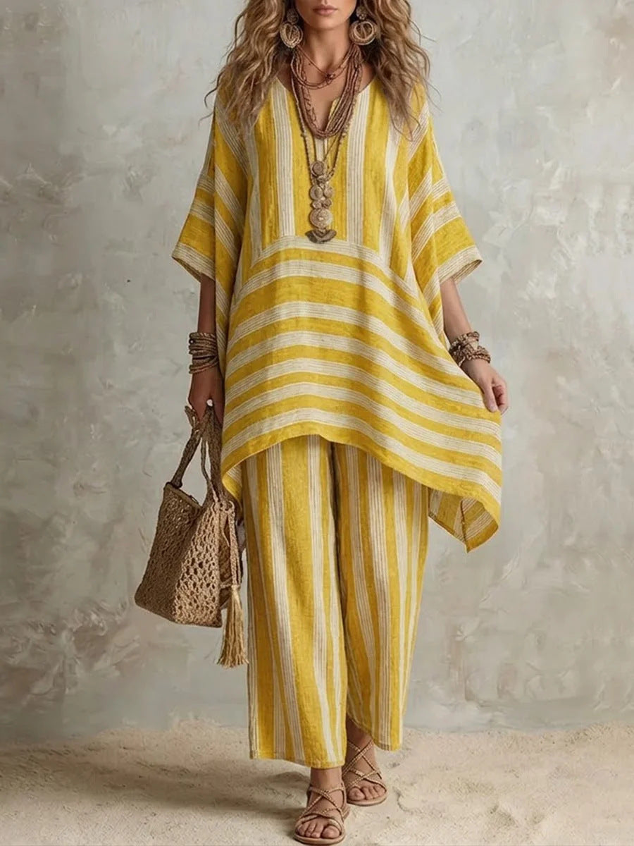Bohemian Red Striped Two Piece Set